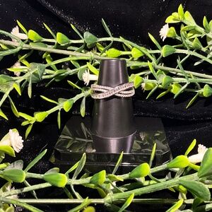 Criss-Cross or X-Style Band Anniversary Statement Moissanite Sz 9